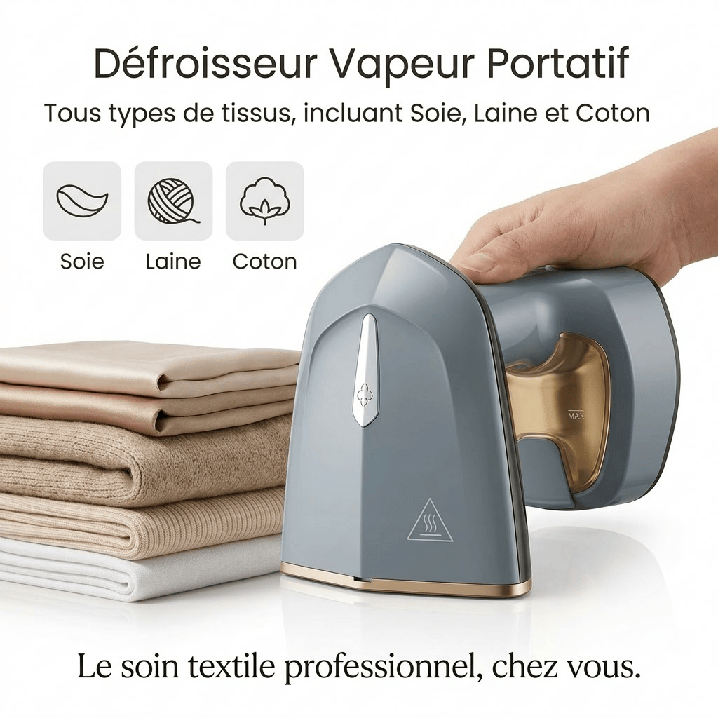 Défroisseur vapeur vertical 1500W : Plis effacés en 15s